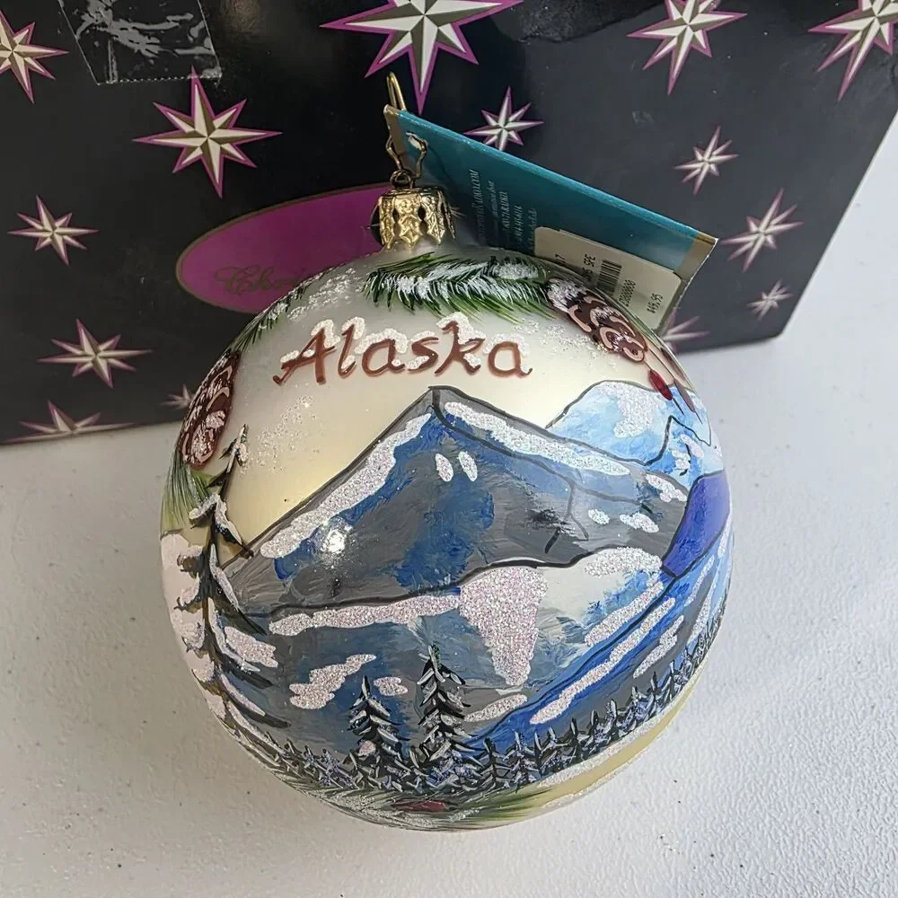 Christopher Radko Large Ball Ornament Very Rare HTF Alaska Box Handpainted New